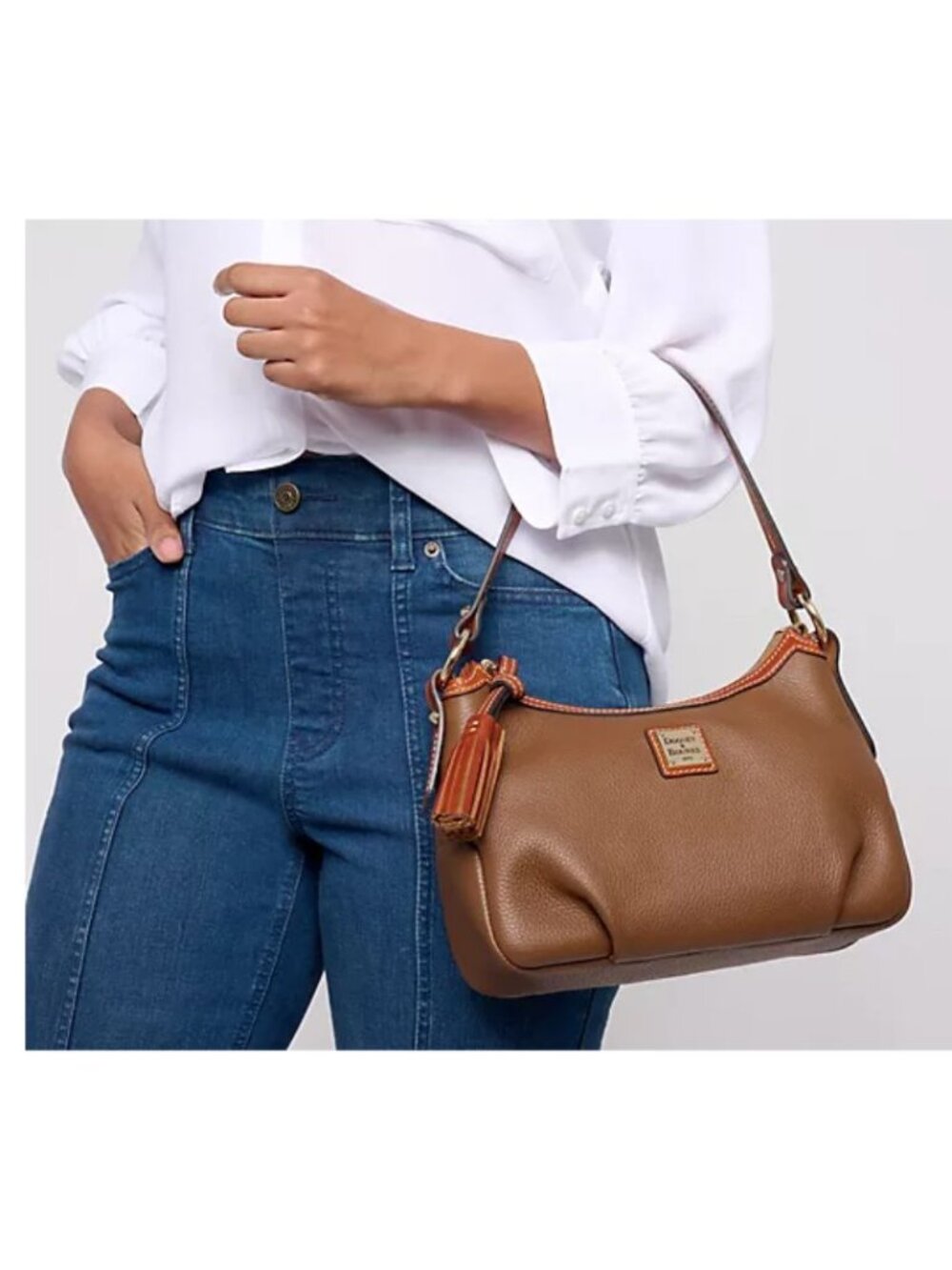 Dooney & Bourke Pebble Leather Hobo Pouchette with Tassel